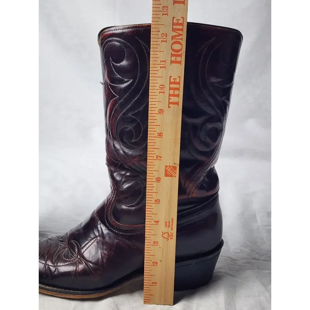 Acme Circle A Men's Size 8 E Western Brown Embroidered Leather Cowboy Boots